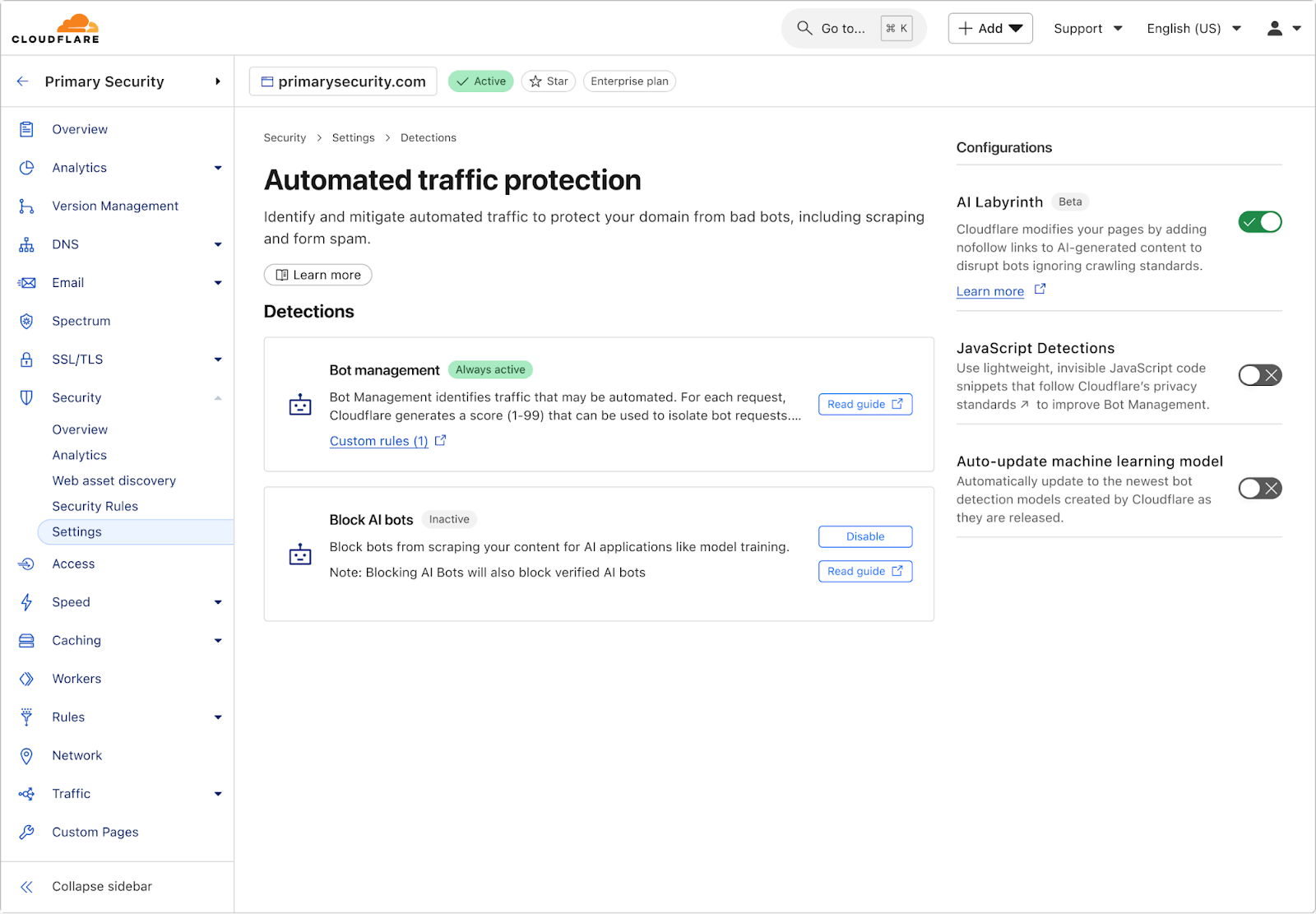 Bot Management部分轻松启用AI迷宫